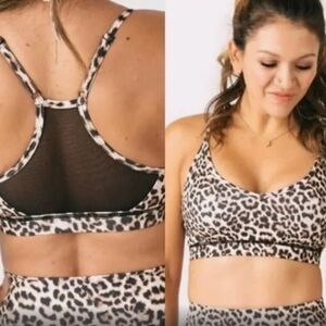 ZYIA ACTIVE Leopard Brilliant Mesh Bra Size XL Black Brown